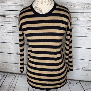 𝅺KASPER Deco Decadence Black/Gold Striped Sweater